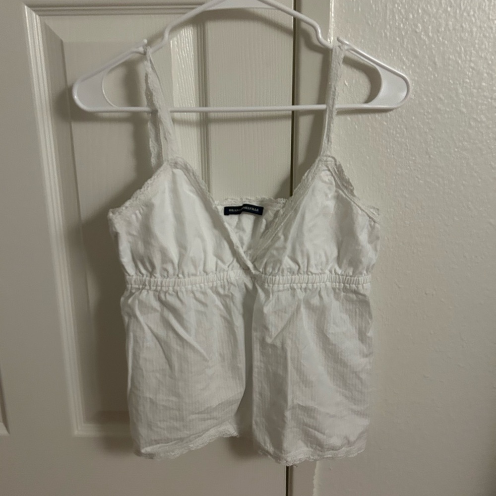 Brandy Melville White Lace Trim Tank Top